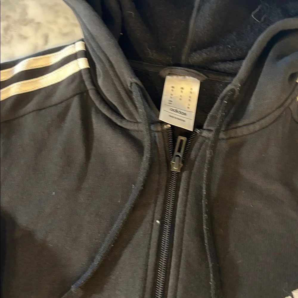 Adidas men’s Black and White Striped Hoodie size small